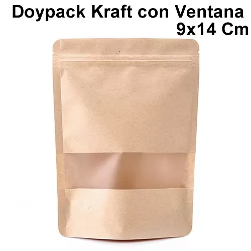 Doypack Kraft con Ventana 9x14