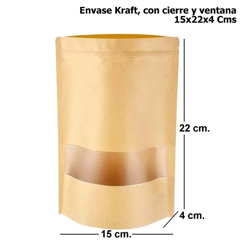 Doypack Kraft con Ventana 15X22X4