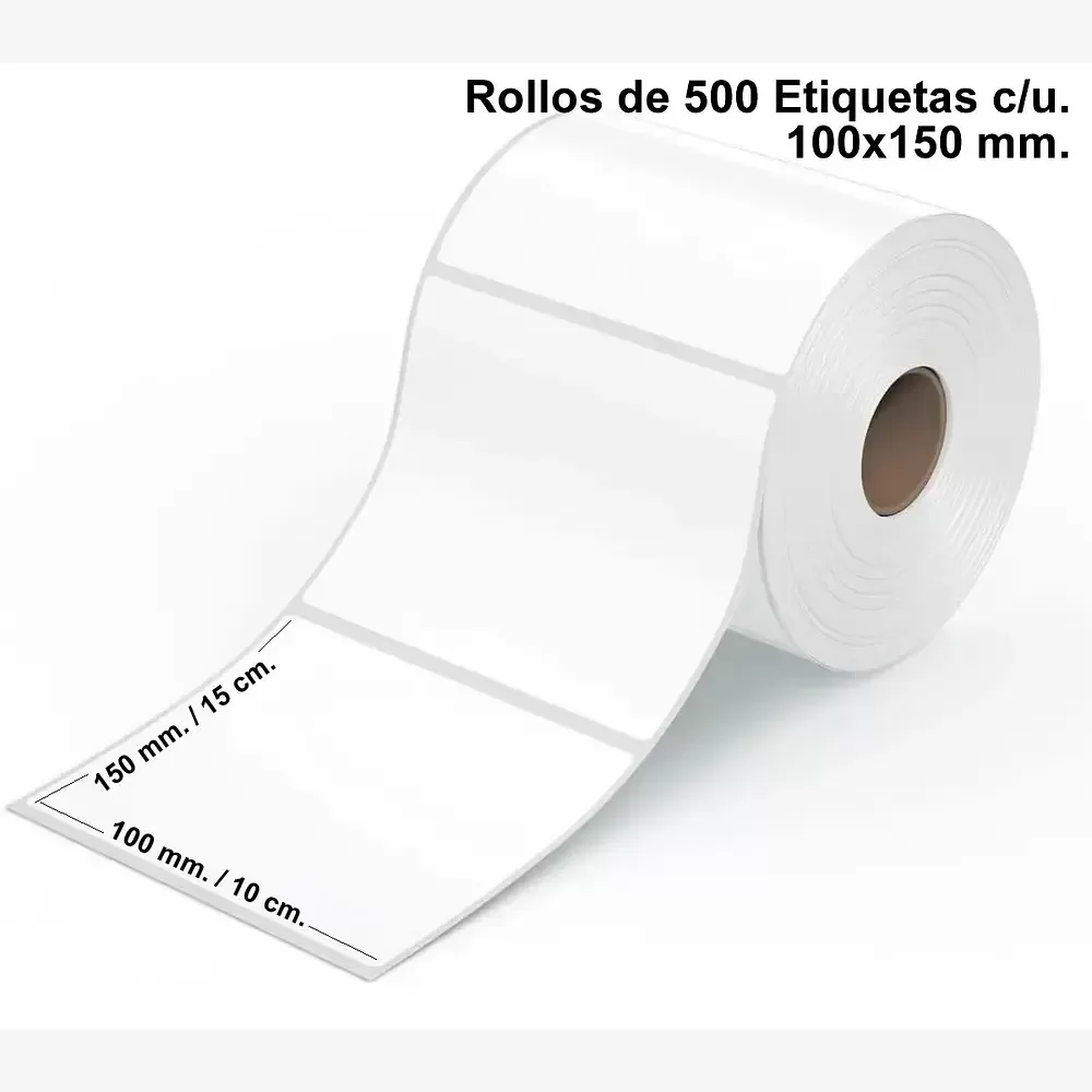 Rollo De Etiquetas Termicas Autoadhesivas 100x150. 500 Unidades por rollo