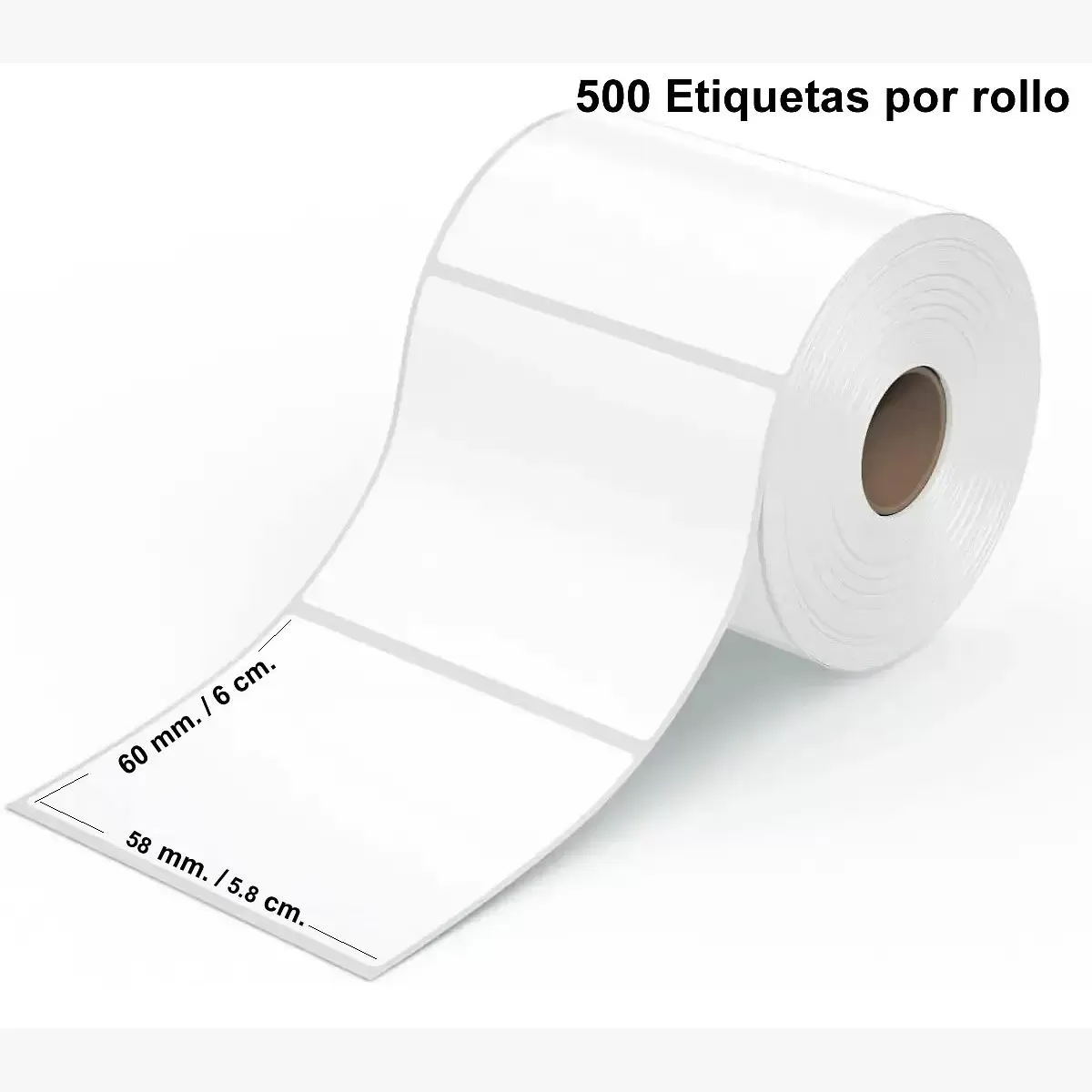 Rollo De Etiquetas Termicas Autoadhesivas 58x60. 500 Unidades por rollo