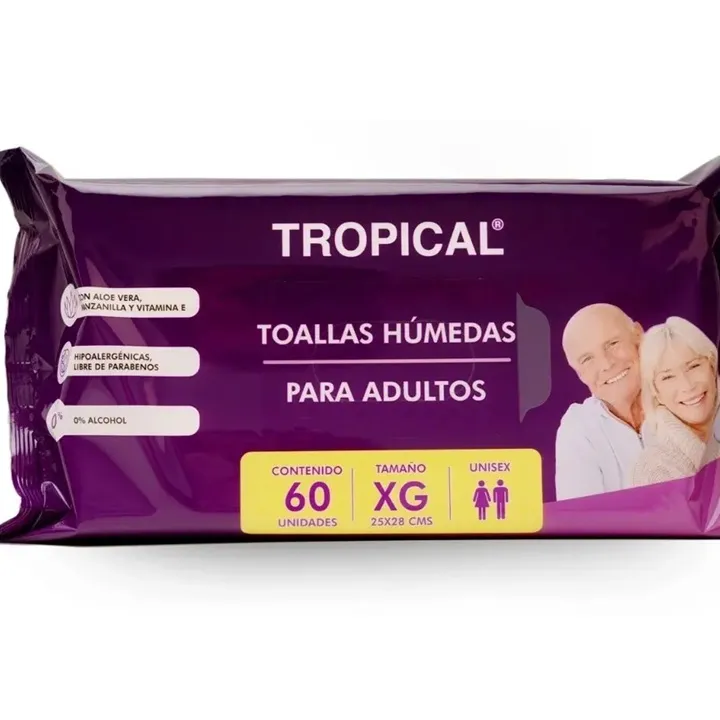 Toallas Húmedas Adulto Tropical Tamaño Xg 60un