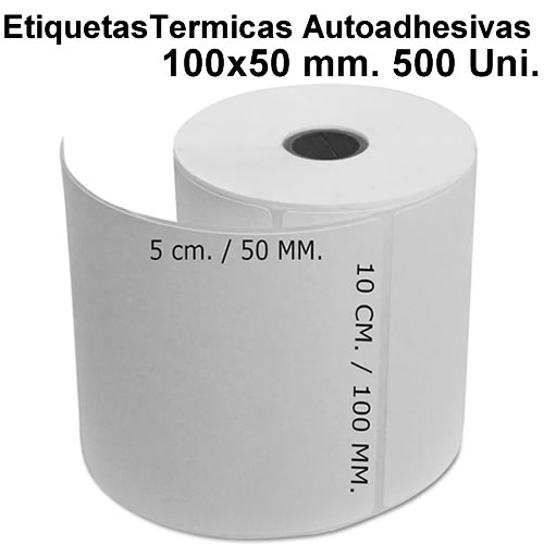 Rollo De Etiquetas Termicas Autoadhesivas 100x50. 500 Unidades por rollo